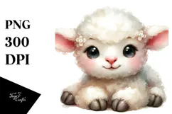 Cute Baby Lamb with Big Eyes, PNG Product Image 1