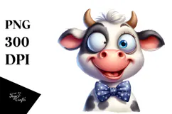 Colorful Cow with Party Hat, High-Res PNG Product Image 1