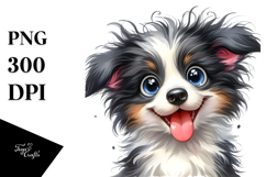 Cute Baby Border Collie with Big Eyes, PNG Product Image 1