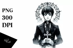 Watercolor Gothic Boy Sticker | Clipart Product Image 1