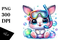 Cute Bunny in Bubble Bath, High-Res PNG Product Image 1