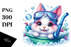 Vibrant Baby Bunny Snorkeling PNG Product Image 1