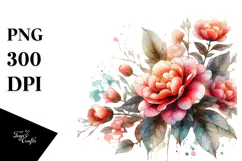 Camellia in Watercolor Splash PNG Product Image 1