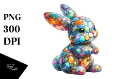 Colorful Bunny on Splashy Background, PNG Product Image 1