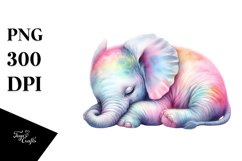 Baby Elephant Watercolor Sleeping Pastel Product Image 1