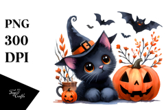 Vibrant Black Cat Drawing, Transparent PNG Product Image 1