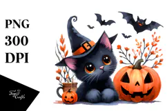 Vibrant Black Cat Drawing, Transparent PNG Product Image 1