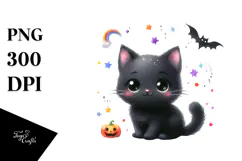 Vibrant Black Cat Drawing, Transparent PNG Product Image 1