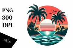 Retro Tropical Island Sunset | Sublimation | PNG Clipart Product Image 1
