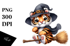 Baby Tiger Witch Broom Clipart Product Image 1
