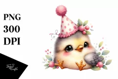 Cute Baby Bird with Party Hat PNG Product Image 3