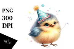 Cute Baby Bird with Party Hat PNG Product Image 1