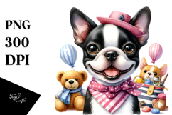 Cute Boston Terrier with Big Eyes PNG Product Image 1