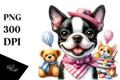 Cute Boston Terrier with Big Eyes PNG Product Image 1