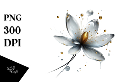 Abstract Snowdrop with Golden Insertions, Transparent PNG Product Image 1