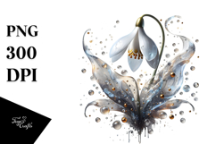 Abstract Snowdrop with Golden Insertions, Transparent PNG Product Image 1
