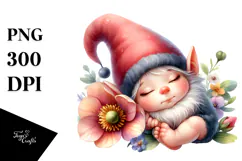 Digital Watercolor Cute Baby Gnome PNG Product Image 1