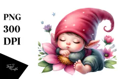 Digital Watercolor Cute Baby Gnome PNG Product Image 1