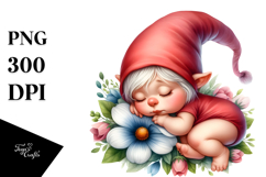 Digital Watercolor Baby Gnome with Big Eyes, High-Res PNG Product Image 1