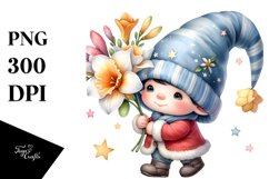 Cute Baby GNOME with Freesia PNG Product Image 1