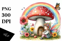 Colorful Rainbow Mushroom Fairy | Clipart Product Image 3