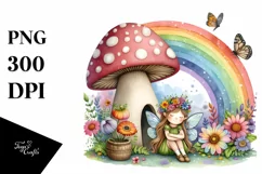 Colorful Rainbow Mushroom Fairy | Clipart Product Image 3