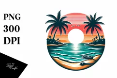 Retro Tropical Beach Sunset | Sublimation | PNG Clipart Product Image 3
