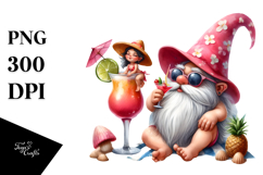 Cute Gnome Drinking Cocktail, PNG Product Image 1