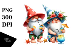 Cute Gnome Drinking Cocktail, PNG Product Image 1