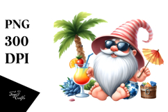 Cute Gnome Drinking Cocktail, PNG Product Image 1