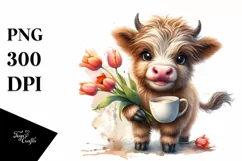 Colorful Baby Panda with Tulip | Clipart Product Image 3