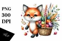 Quirky Baby Fox Autumn Basket Clipart Product Image 3