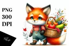 Quirky Baby Fox Autumn Basket Clipart Product Image 1