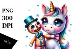 Colorful Baby Unicorn with Ventriloquist&#039;s Dummy PNG Product Image 1