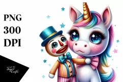 Colorful Baby Unicorn with Ventriloquist's Dummy PNG Product Image 1