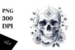 Simple Skull Watercolor PNG Product Image 1