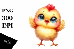 Watercolor Cute Baby Chicken Clipart Product Image 1