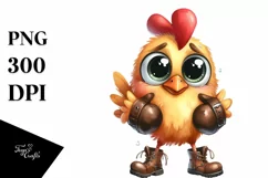 Chicken Boots Shy Goofy Smile Clipart Product Image 1
