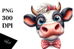 Funny Cow with Bow and Tie PNG Product Image 1