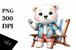 Watercolor Style Cute Polar Bear Big Eyes Standing Up Product Image 3