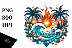 Retro Tropical Island Waves, Transparent PNG Product Image 1