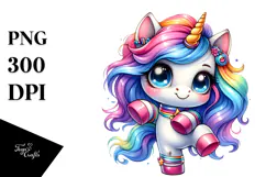 Vibrant Cute Unicorn, Transparent PNG Product Image 1
