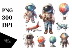 Colorful Vintage Astronaut Boy | Summer Clipart Product Image 3