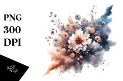 Vintage Flower Splashes, Pastel PNG Product Image 1