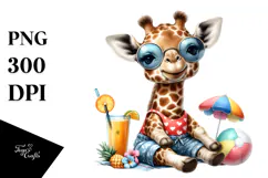 Cute Baby Giraffe in Beachwear Product Image 1
