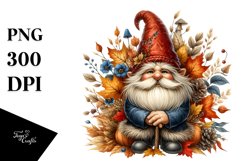 Watercolor Autumn Gnome PNG Product Image 3