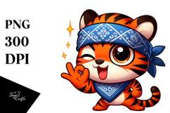 Cartoony Digital Tiger PNG Product Image 1