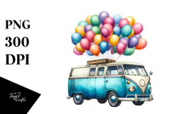 Vintage Vibrant Van with Balloons, 20 oz Tumbler Product Image 1