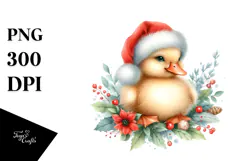 Cute Baby Duck with Santa Hat PNG Product Image 1