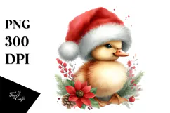 Cute Baby Duck with Santa Hat PNG Product Image 1